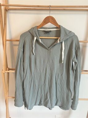 NWOT Free Fly Light Sage Green Hooded Waffle Knit Pullover
